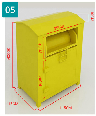 La donation jaune rectangulaire d'OIN 9001 laissent tomber des poubelles viables