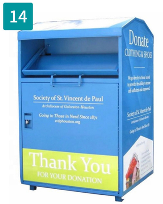 boîte de baisse de donation d'habillement de taille de 1.7m pour des vêtements de collection de charité