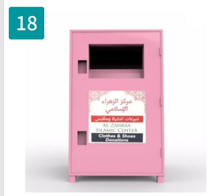 Le cadenas réutilisant chaussures de donation de vêtements de poubelle de stockage de vieilles repassent le rose carré