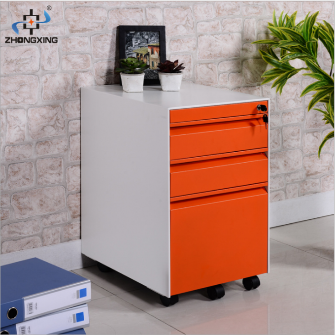 Armoire mobile de tiroirs de l'acier 3 de bureau adaptée aux besoins du client par conception colorée de meubles de bureau belle