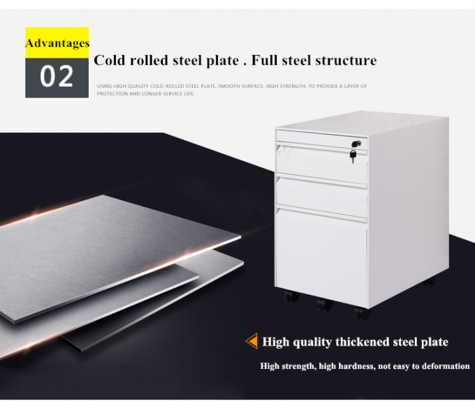Armoire mobile de tiroirs de l'acier 3 de bureau adaptée aux besoins du client par conception colorée de meubles de bureau belle