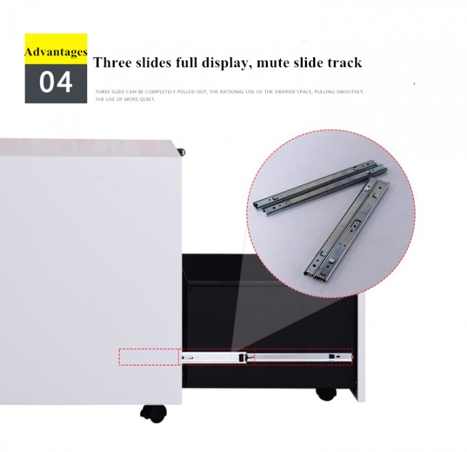 Tiroirs de haute qualité en métal 3 de bureau de vente chaude sauvant l'armoire mobile de l'espace sous le bureau