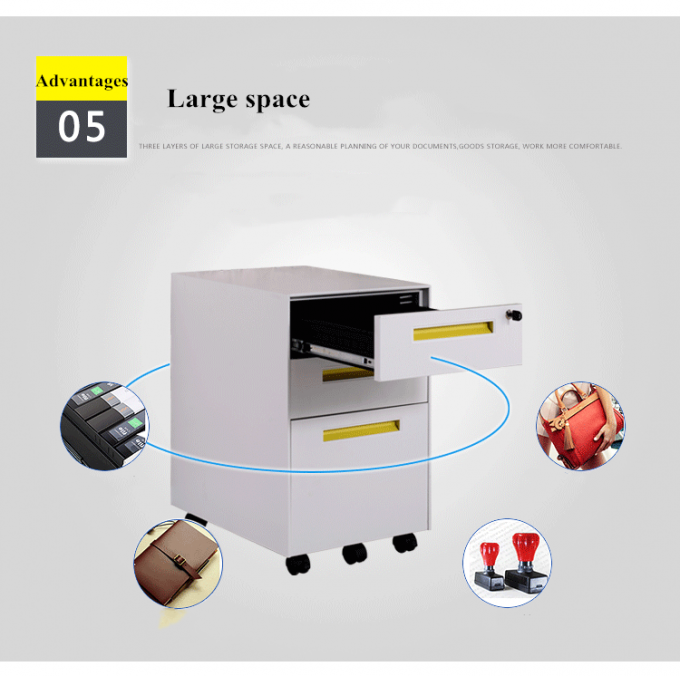 Tiroirs de haute qualité en métal 3 de bureau de vente chaude sauvant l'armoire mobile de l'espace sous le bureau